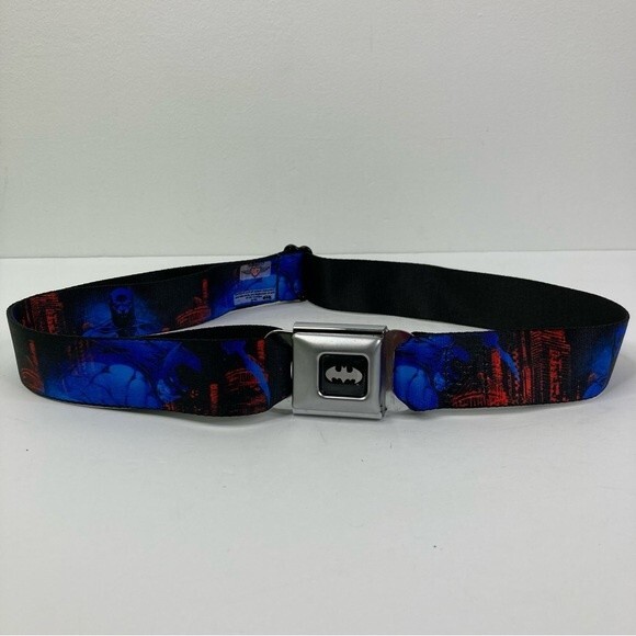 Buckle-Down Seatbelt Belt Batman Red Blue Black Skyline Adjustable Superhero - Picture 2 of 9